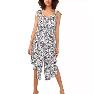 *New* Vince Camuto Black white wide leg zebra print midi jumpsuit